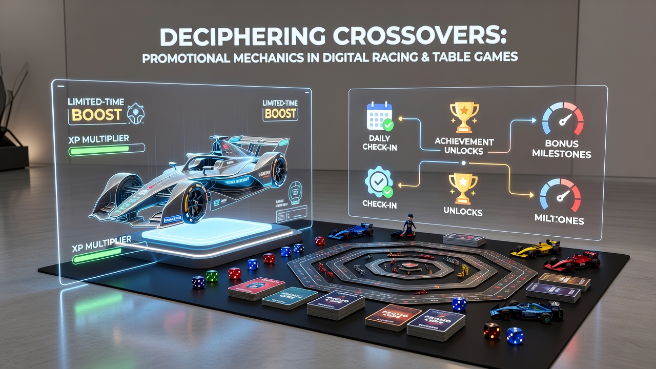 Comparison graphic of bonus mechanics crossing between racing apps and table game dashboards