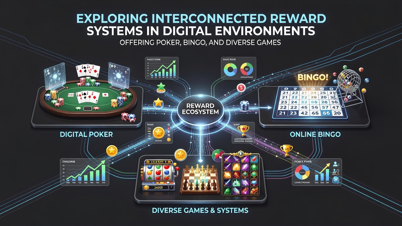 Flowchart illustrating how loyalty points earned in bingo convert to poker tournament entries and sports prediction bonuses