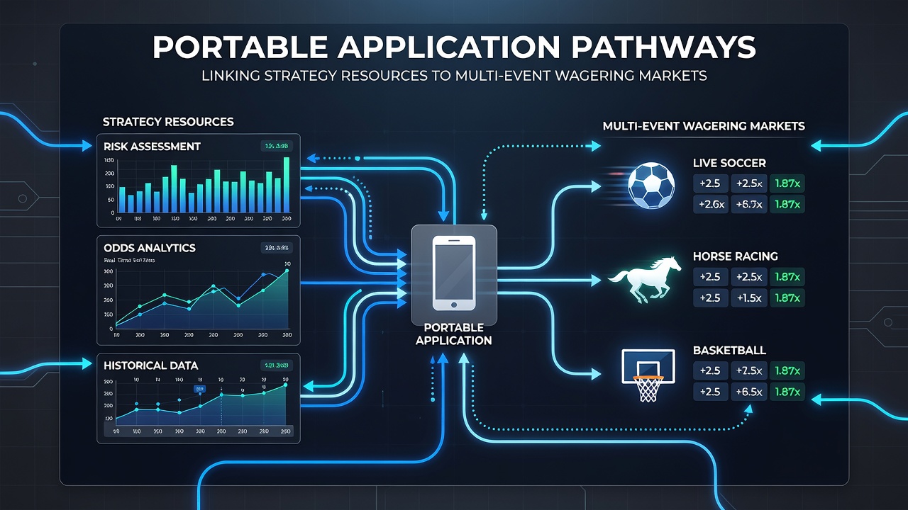 Strategic dashboard within a portable app showing connections between resources and multi-event markets