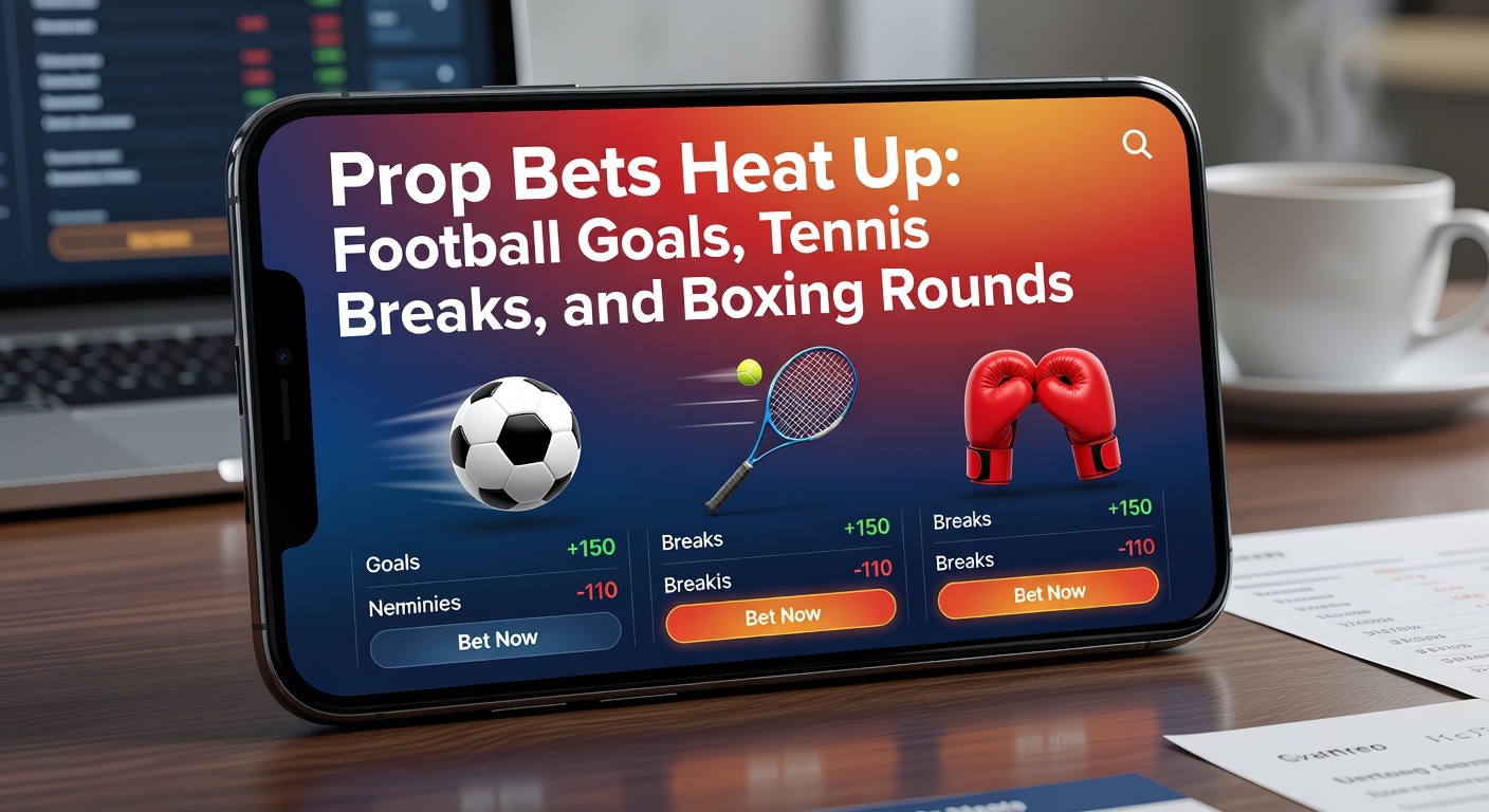 Mobile betting app displaying live prop bets for a football match, showing goal scorer odds and tennis break predictions