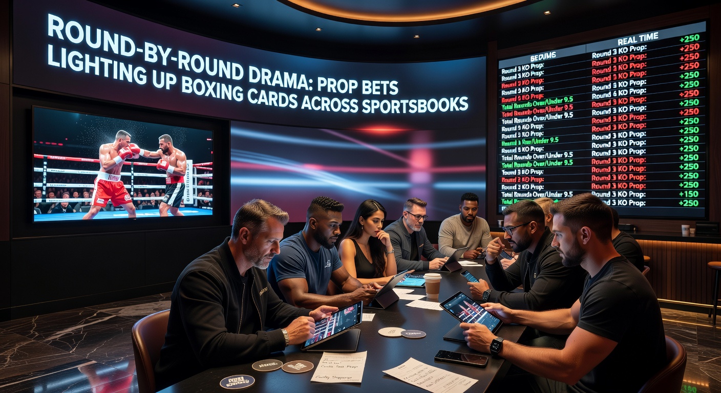 Two boxers exchanging fierce punches mid-round, capturing the high-stakes drama of live action