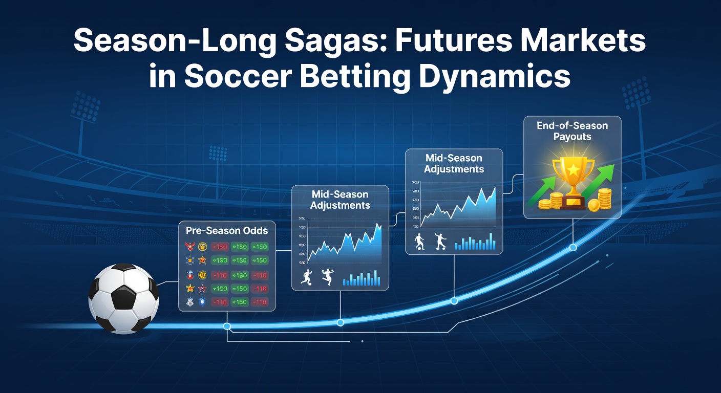 Dynamic visualization of soccer futures betting markets showing league standings and odds fluctuations over a season
