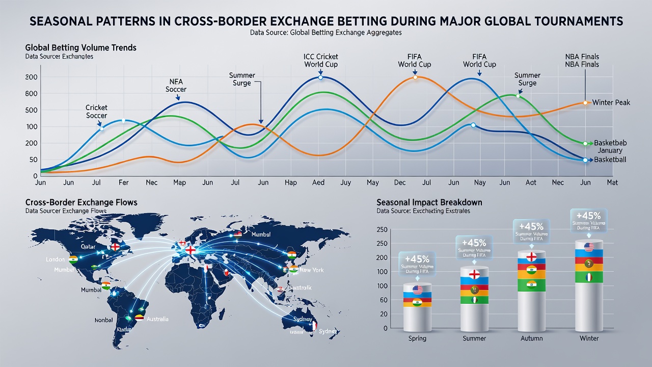 Detailed chart illustrating monthly betting exchange volumes correlated with tournament schedules across continents