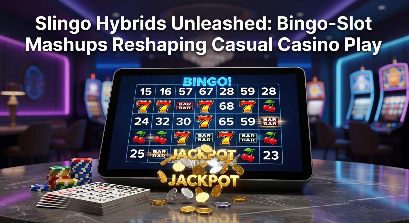 Vibrant Slingo hybrid game interface blending bingo cards and slot reels on a mobile screen