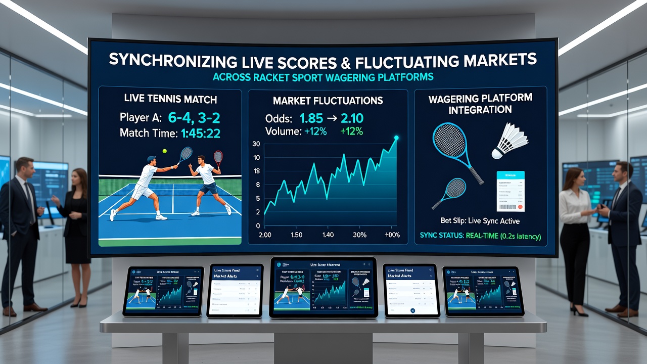 Dynamic odds boards updating during a live racket sport event